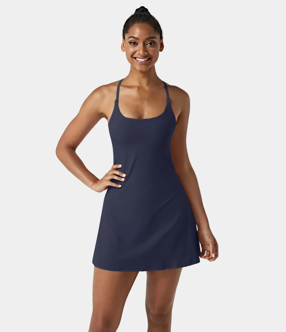 Softlyzero Airy Backless Cut Out 2-in-1 Pocket Cool Touch Mini Activity Dress