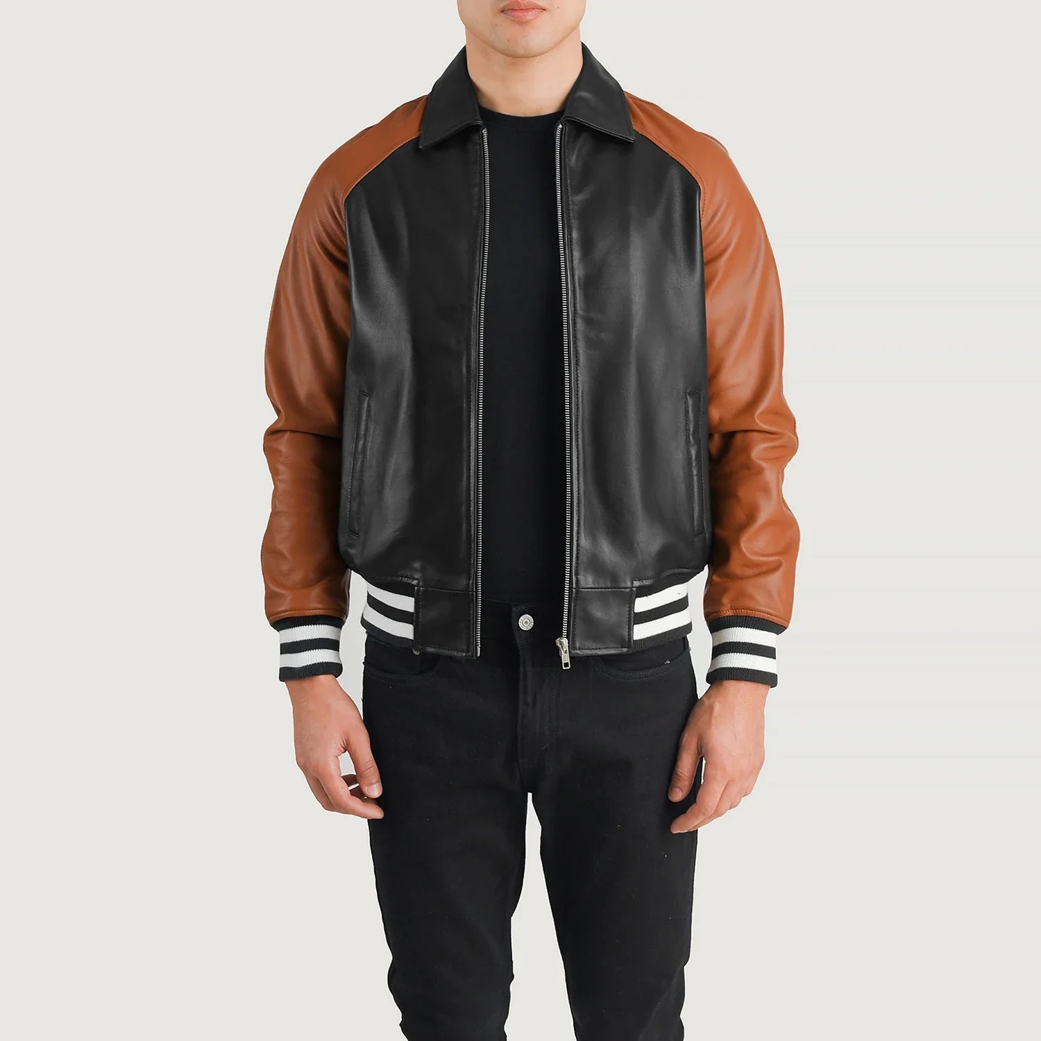 Men's Structured Leather Varsity Jacket