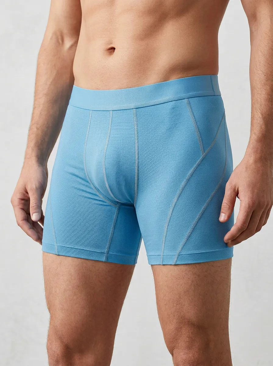Men's Athletic Performance Grey Textured Stitched Boxer Briefs