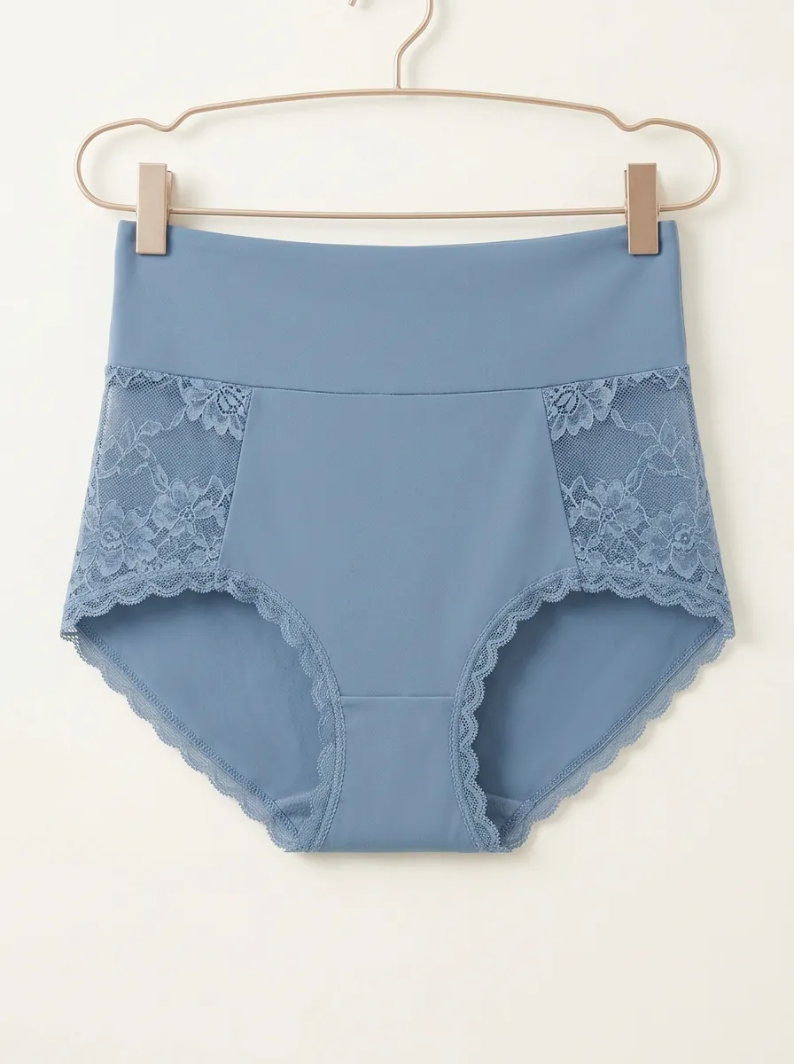 Essential High-Waisted Floral-Lace Lace-Trimmed Briefs