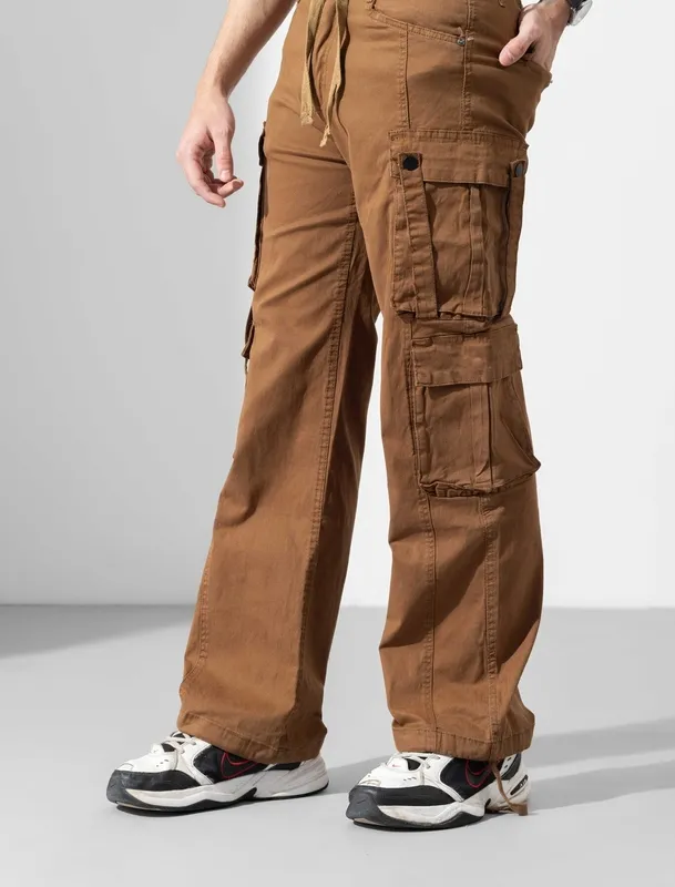 Dark Brown Drawstring Cargo Pants