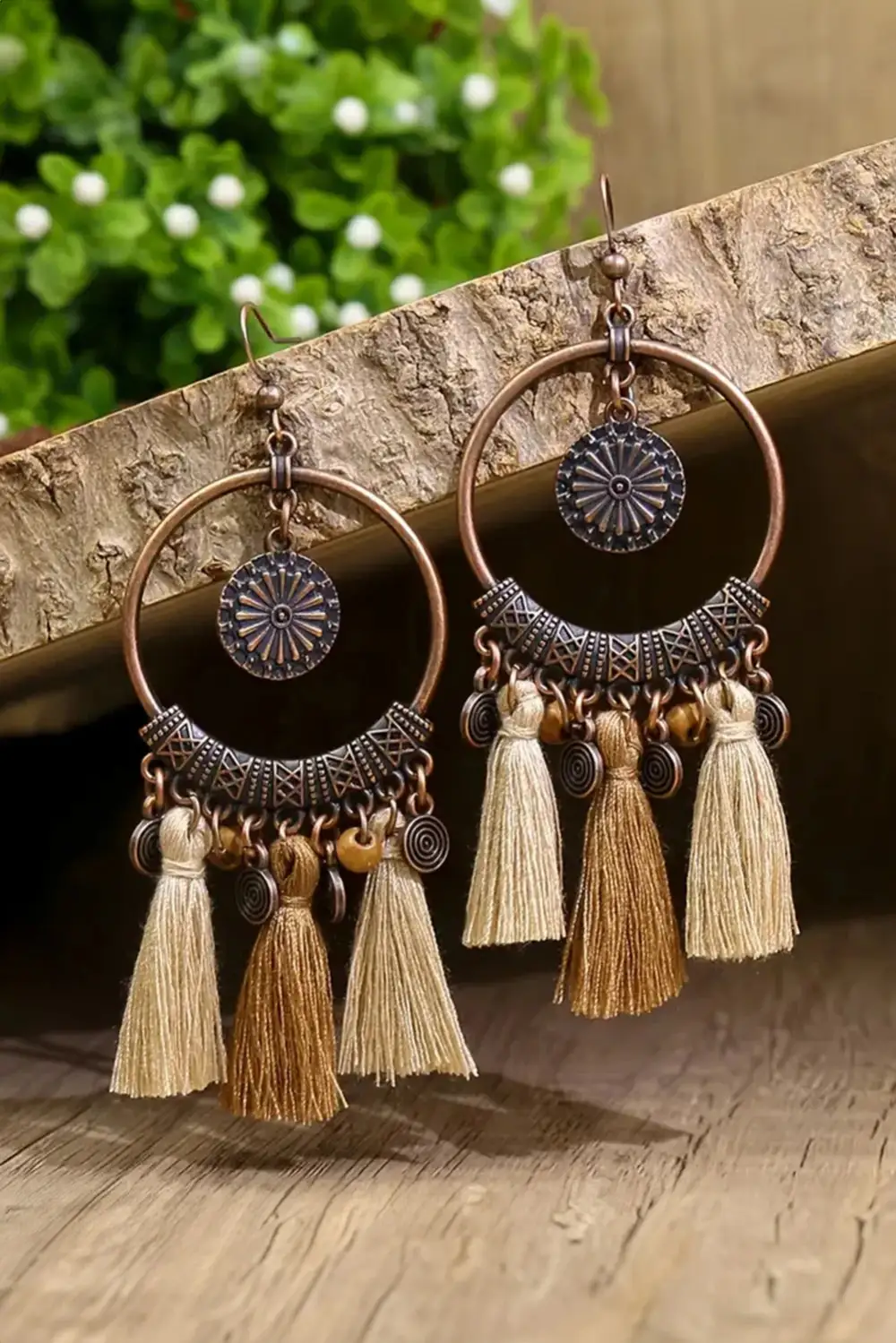 Alloy Circle Bohemian Tassel Earrings