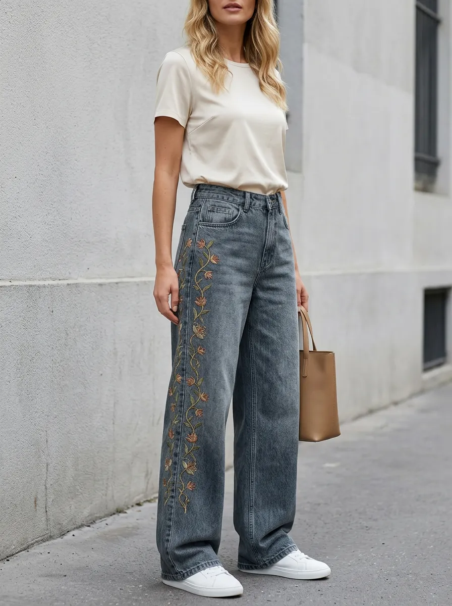 Women's Wide Leg Casual Denim Jeans