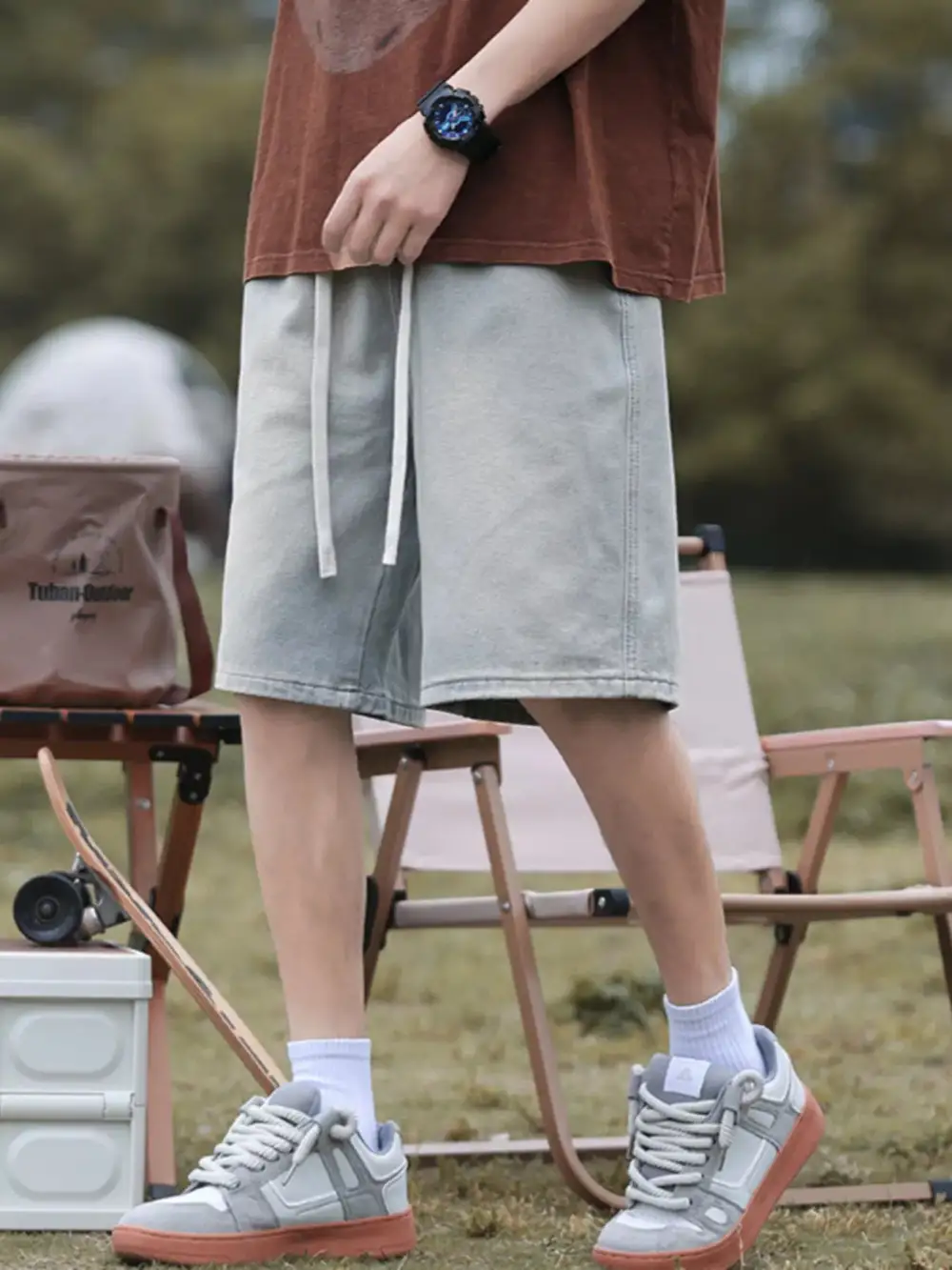 Men's Plus Size Loose Fit Denim Shorts with