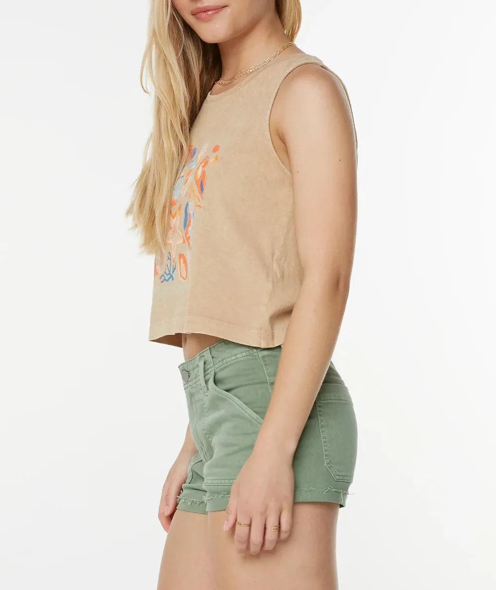 Floral And Shell Print Round Neck Vest