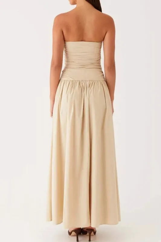 Strapless Ruched Maxi Dress