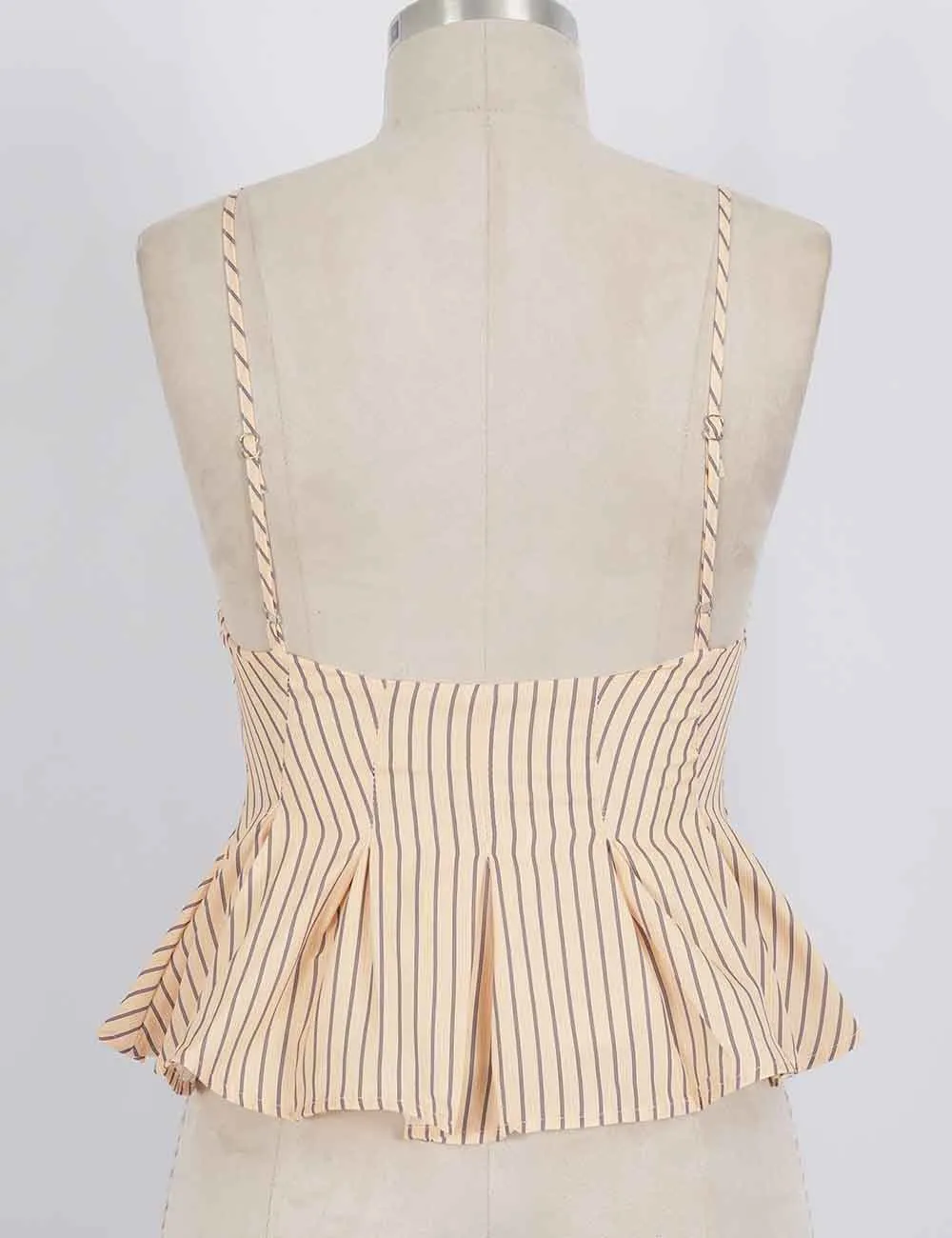 Chic Spaghetti Strap Button Front Peplum Cami Top