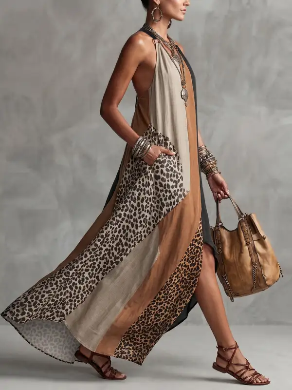 Sleeveless Neck Maxi Dress