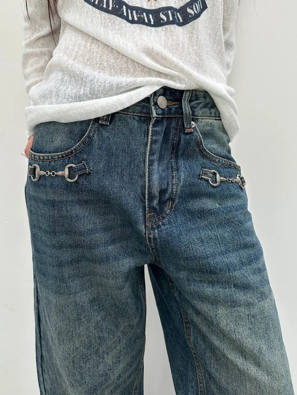Graphic Denim Pants