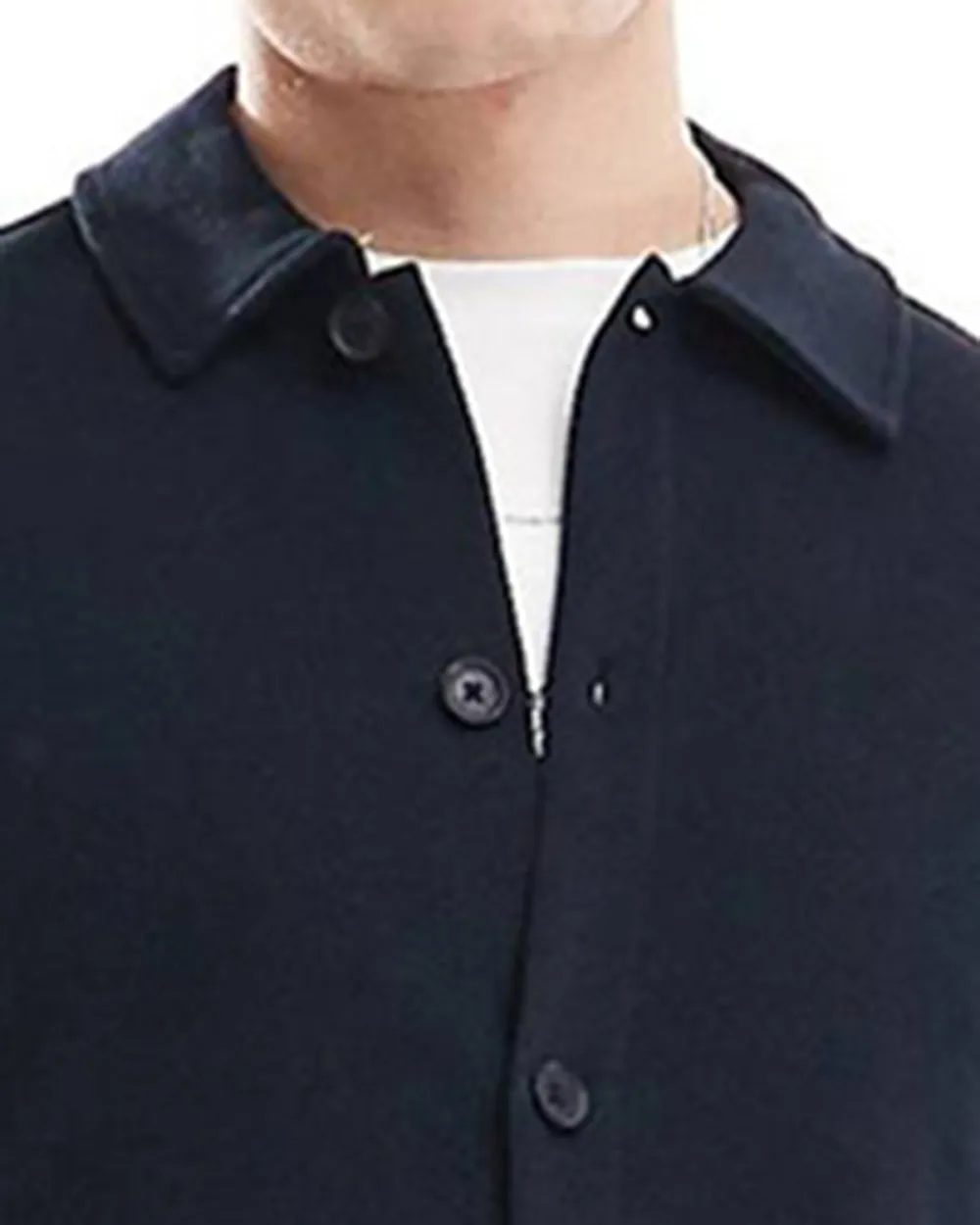 Long Sleeve Button Through Polo Shirt In Navy Blue Jersey