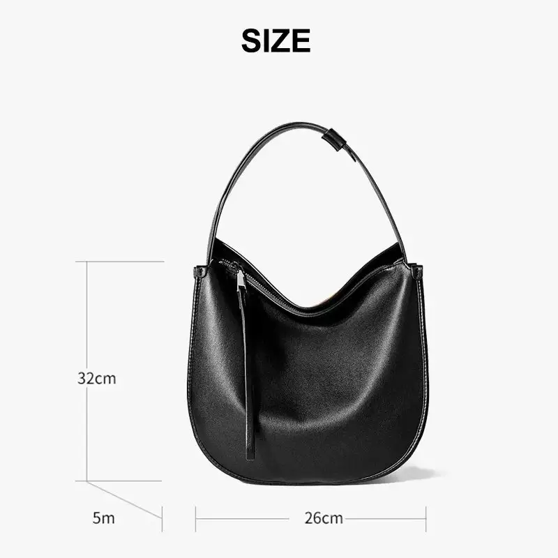 Premium Texture: High-Quality Genuine Leather Zippered Tote