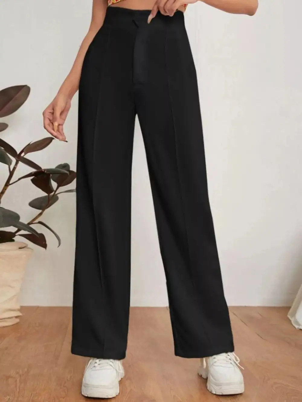 High Waist Straight Leg Dress Pants