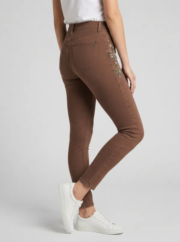 Women's Hudson Floral Nature Embroidered Graphic Slim Jeans