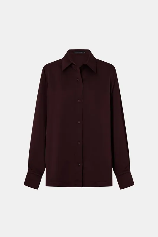 Burgundy Long Sleeve Satin Shirt