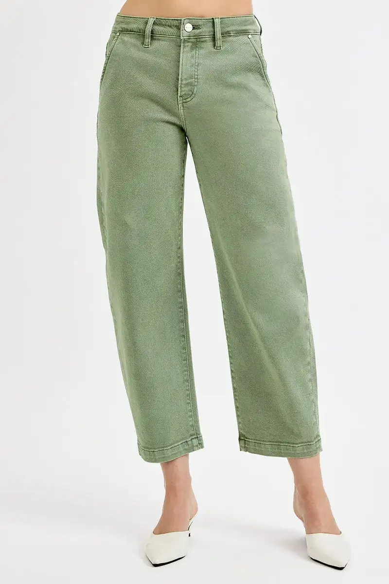 Denim High Rise Barrel Leg Pocketed Jeans