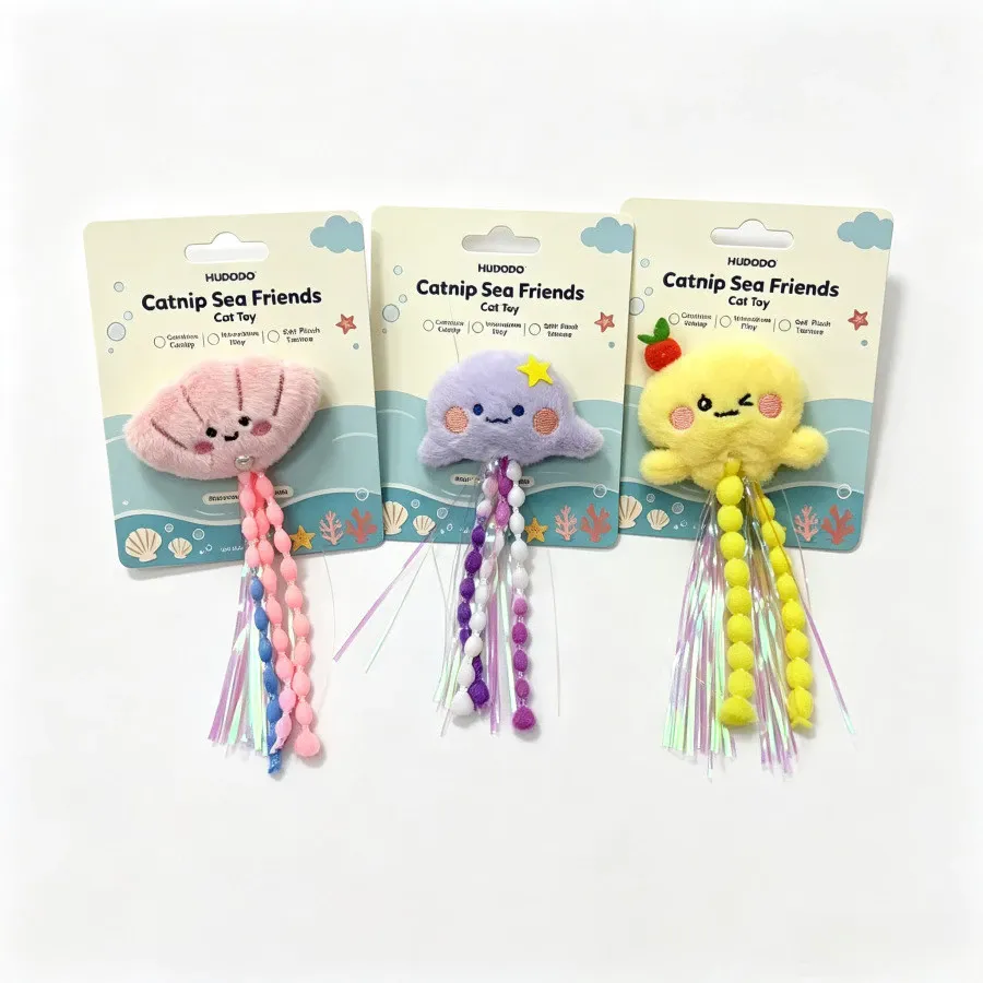 Soft Plush Cat Toy with Catnip Filling Bead Tassel Interactive Play Toy Reduce Boredom for Cats Kitten