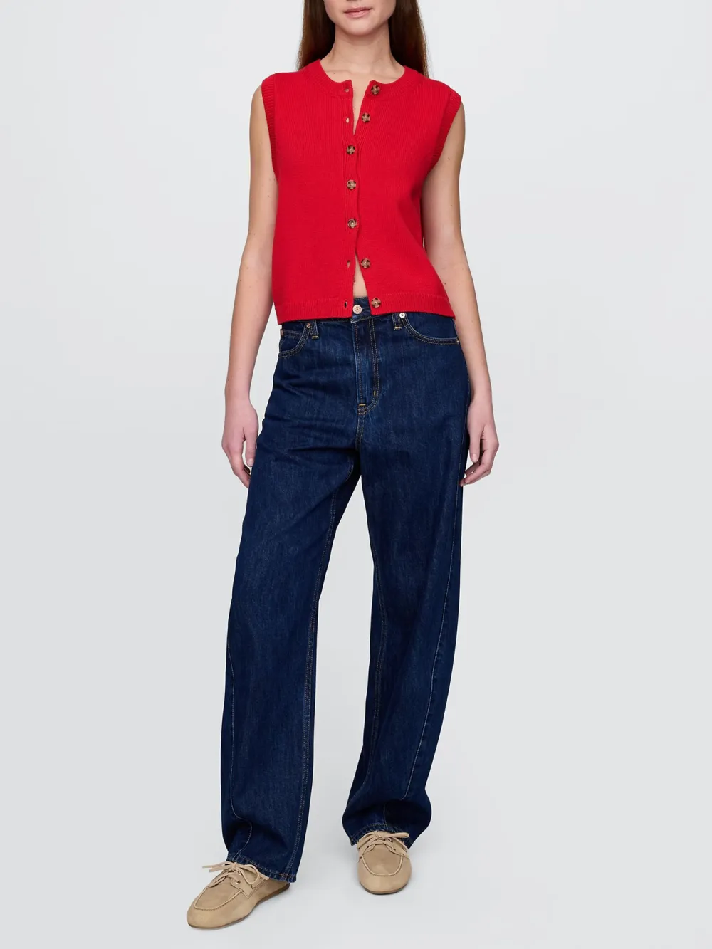 Round Neck Sleeveless Cardigan