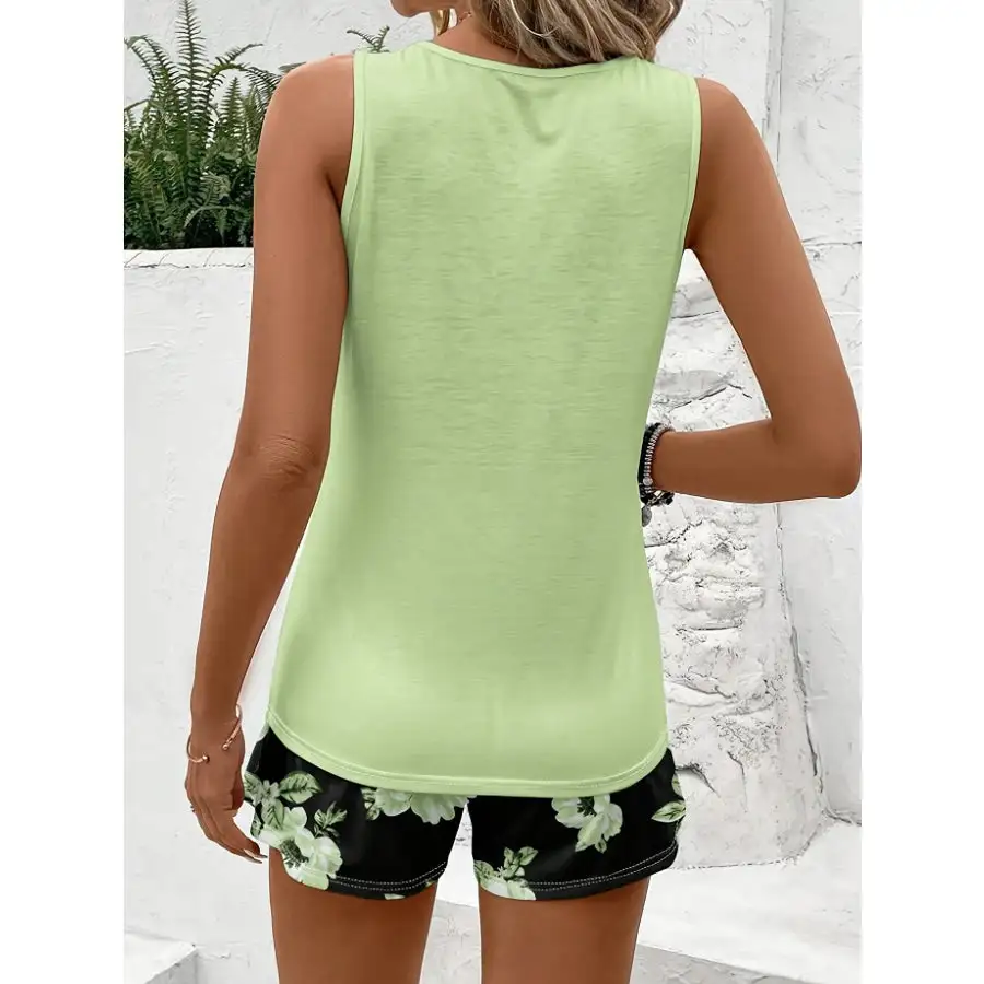 Relaxed Round Neck Tank and Shorts Set