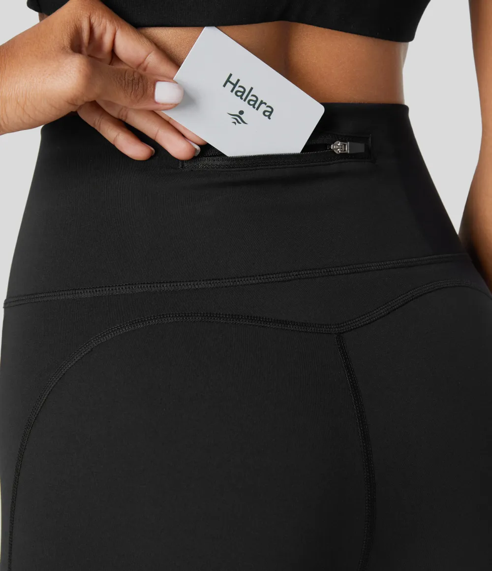 SpeedWave High Waisted Back Zip Pocket Contrast Mesh Quick Dry 7/8 Workout Leggings