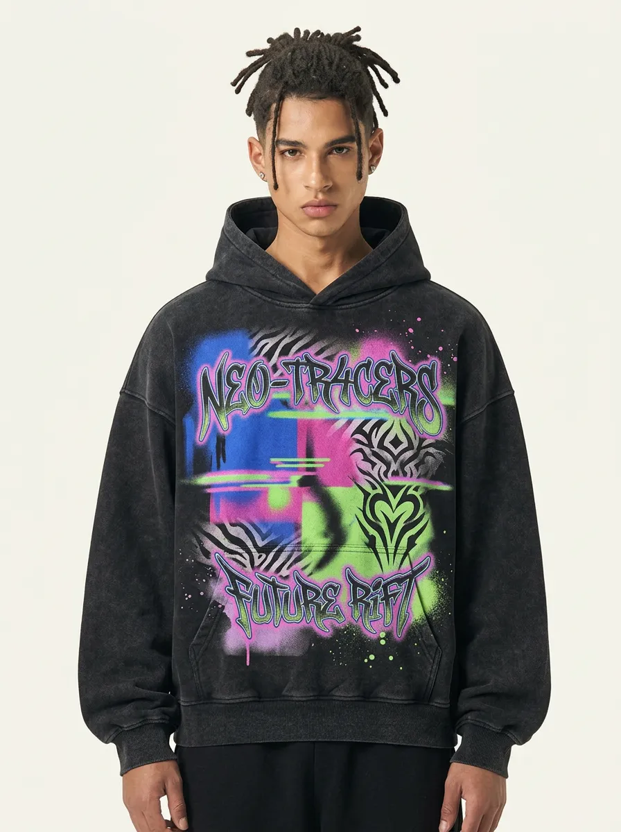 Men's Contemporary Streetwear Graffiti Hoodie