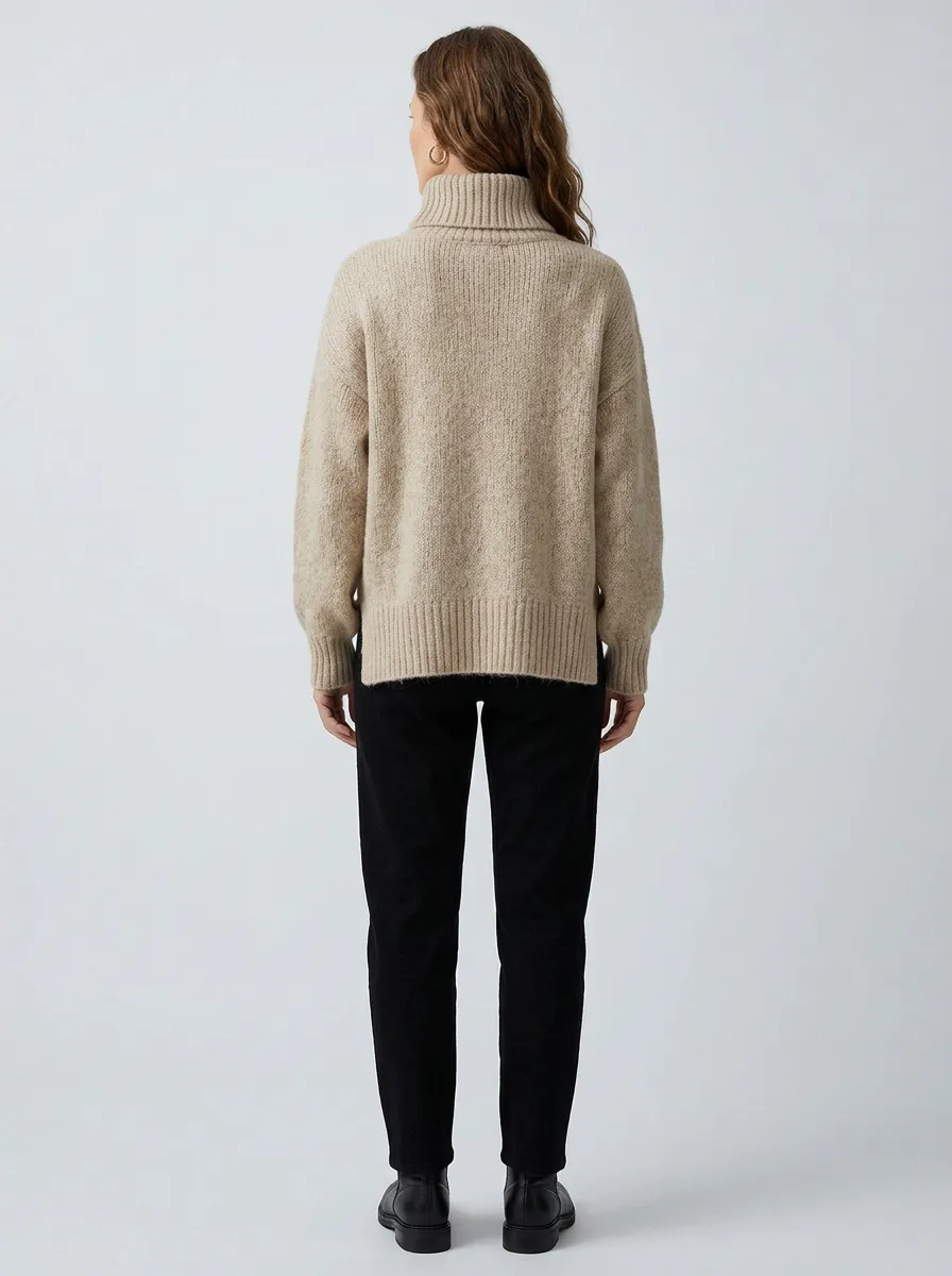 Women's Vintage Style Argyle Pattern Knitted Turtleneck Sweater