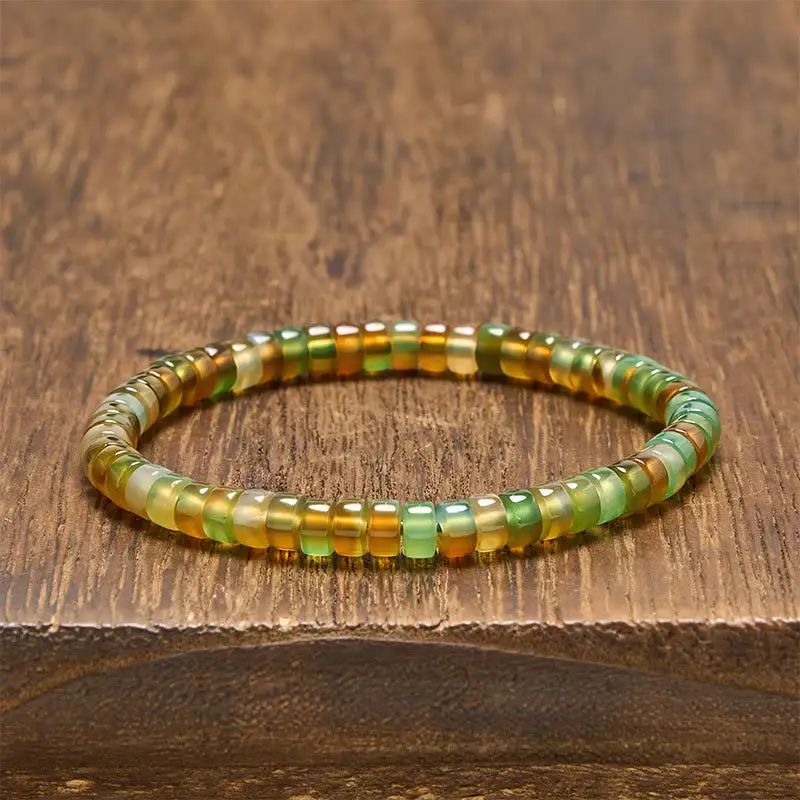 Natural Agate Faceted Rondelle Bracelet