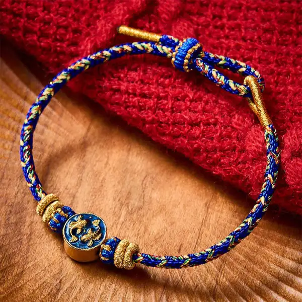 Cord Hand Woven String Double Koi Fish Rope Bracelet
