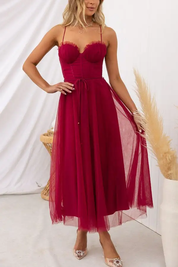  Corset Midi Dress Tulle A Line Design