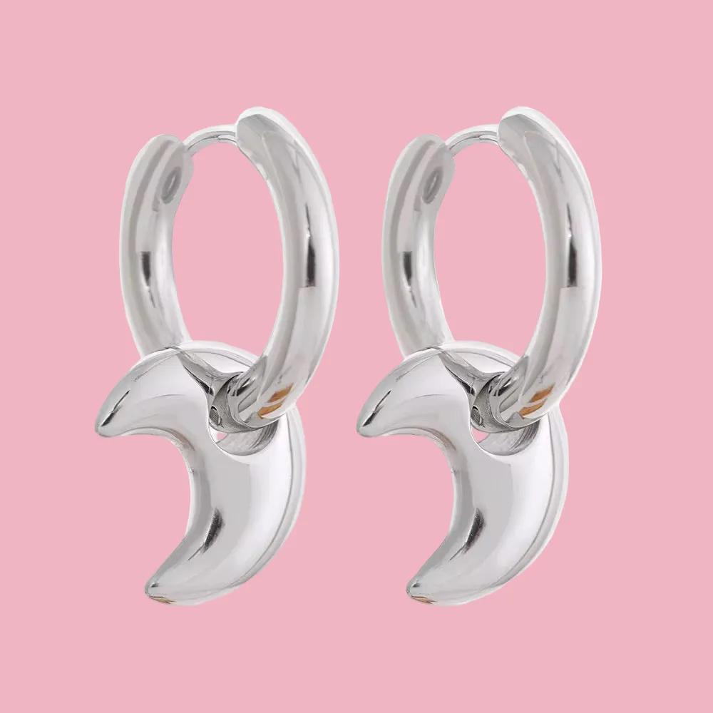Moon Huggie Earrings