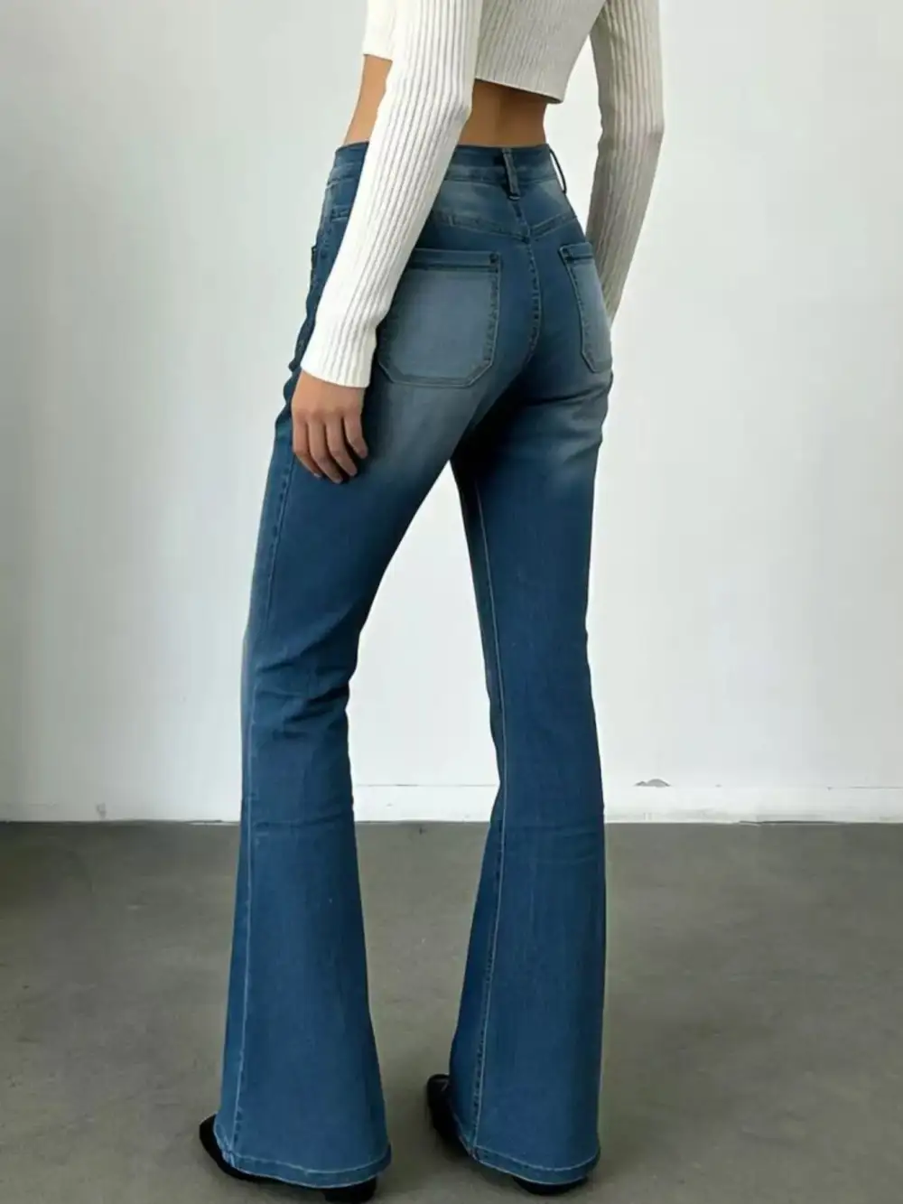 High-Waisted Button-Fly Flare Jeans
