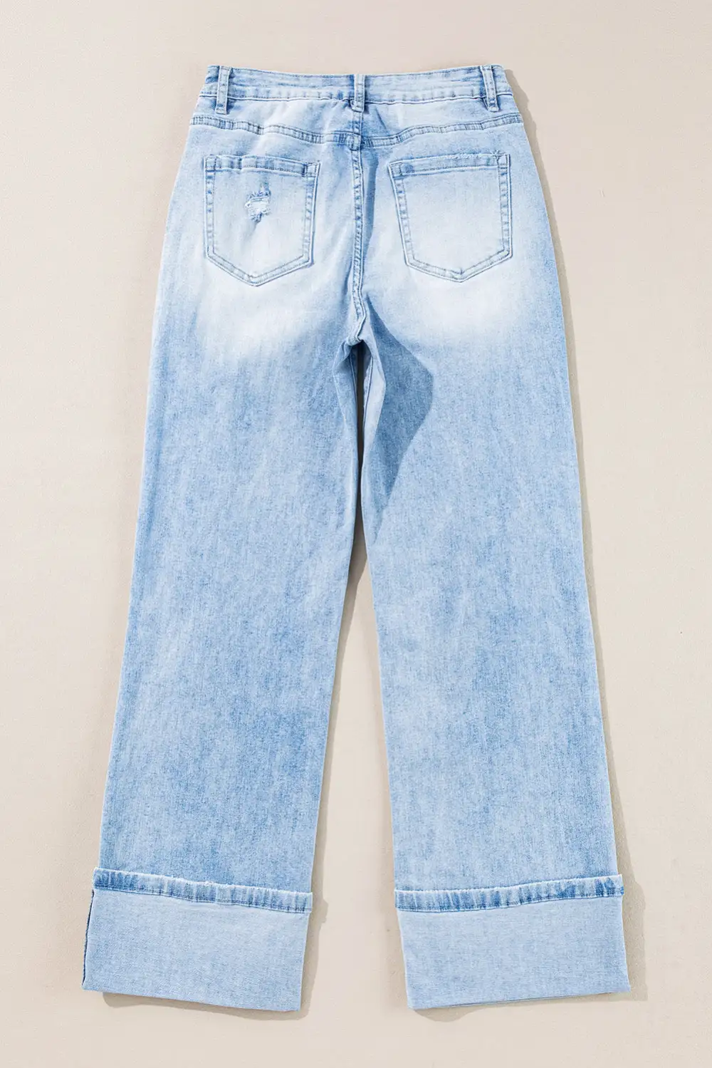 Women's Light Wash Distressed Straight Jeans