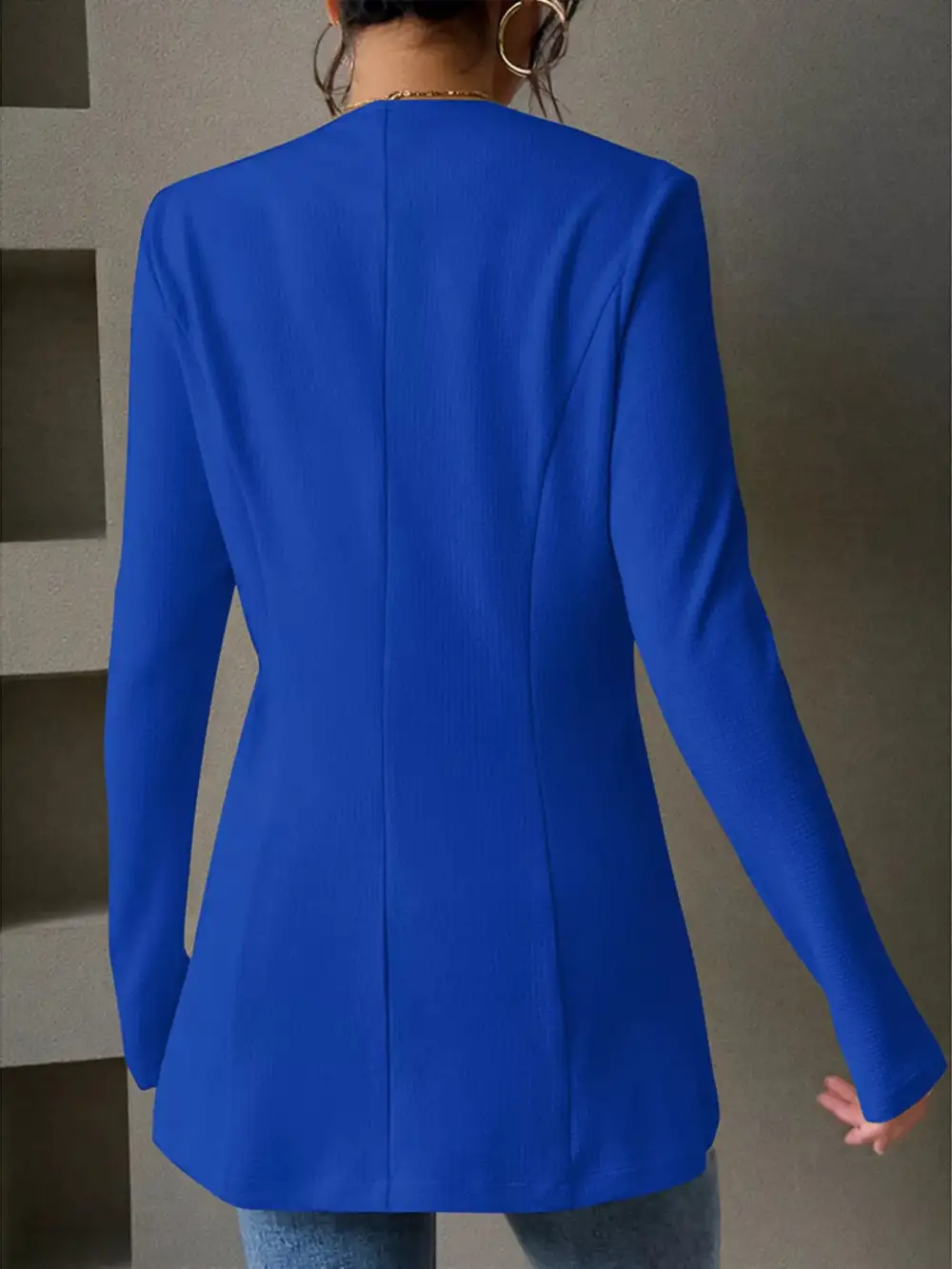 Unlined One Button Long Sleeve Blazer