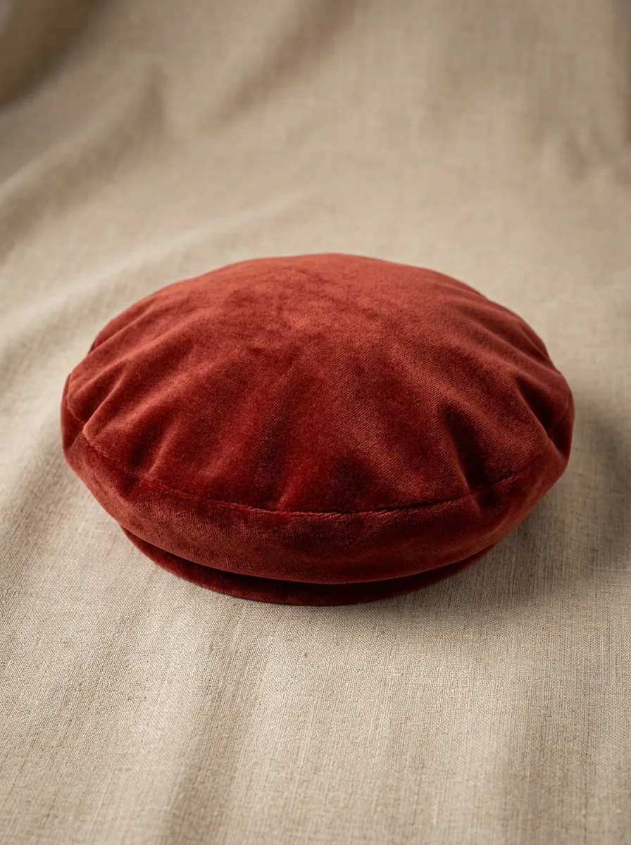 Unisex Rust Red Minimalist Velvet Beret