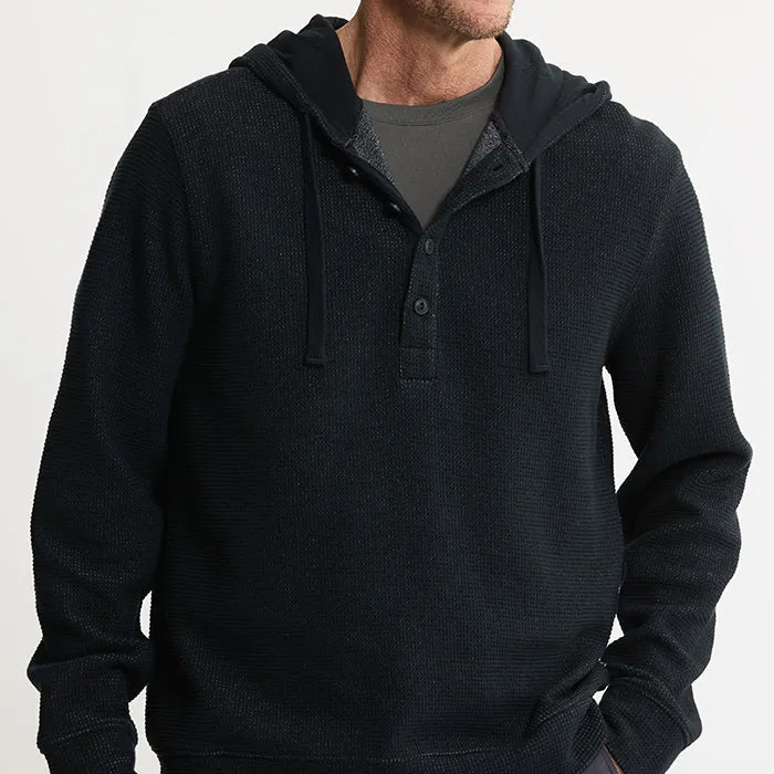 Doubleface Mesh Hooded Henley Pullover