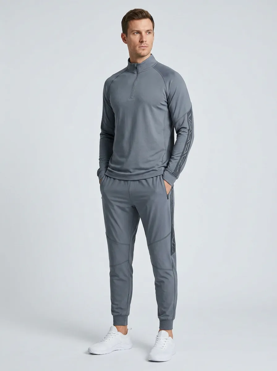 Men's Sport Geometric Printed Fitness Set