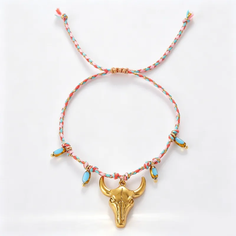 A little western. A little boho. A whole lot of personality.  Featuring a statement bull skull charm, colorful braided details and delicate bead accents, this bracelet instantly gives your everyday look a more adventurous edge.
