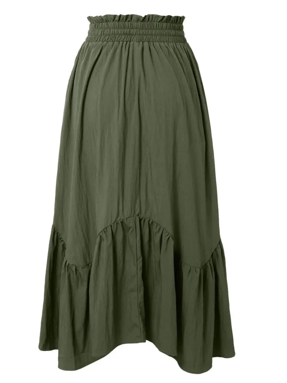 Smocked Waist Band Ruched Layered Skirt Maxi