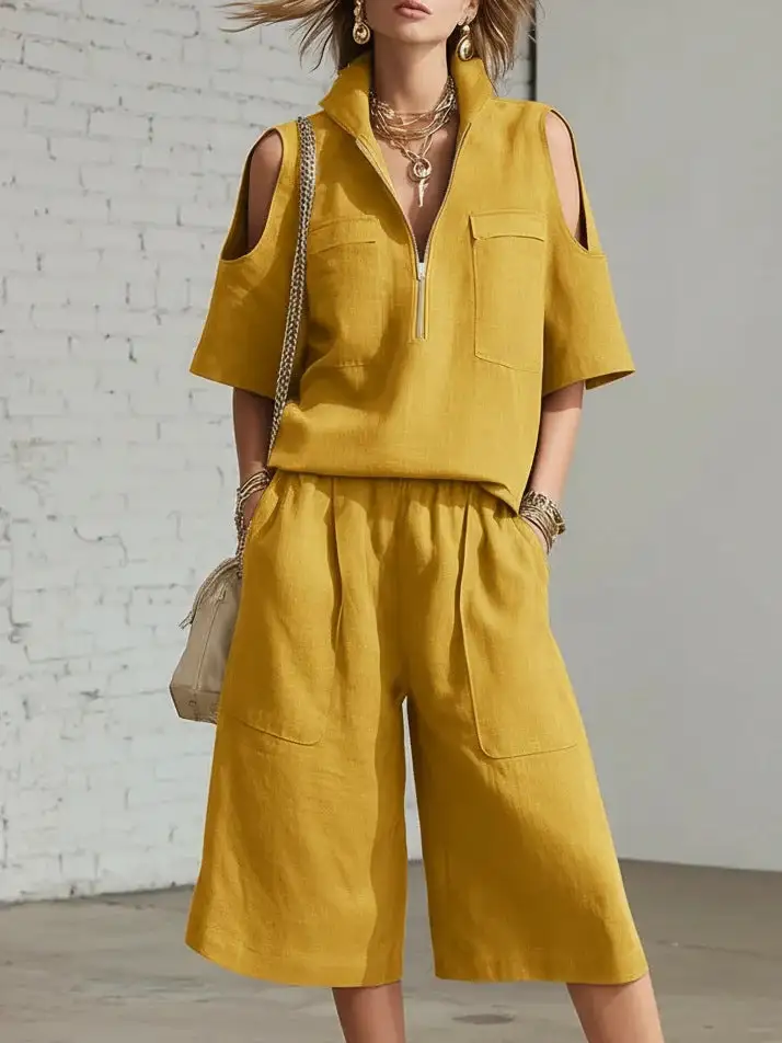 Zip-Front Denim Women's Matching Set