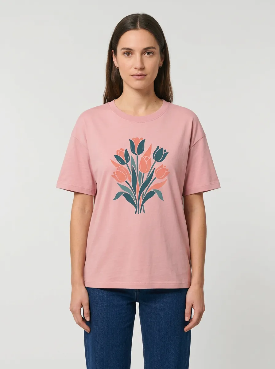 Women's Crewneck Graphic-Print Floral T-Shirt