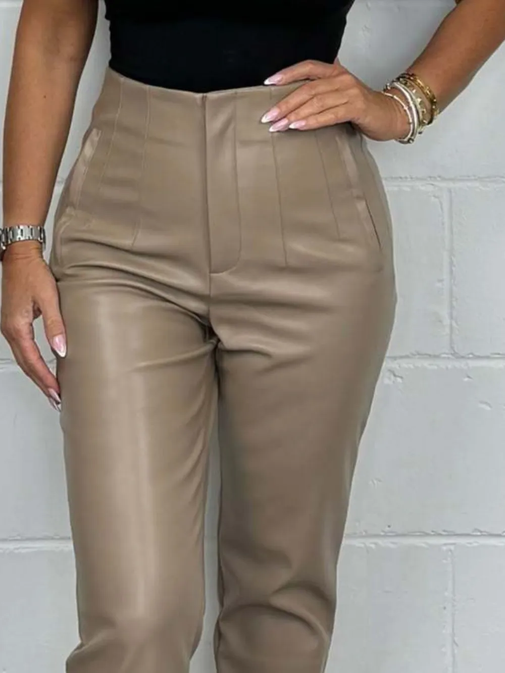 High Waist Straight Plus Pants
