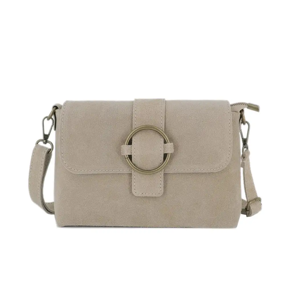Refined Suede Compact Crossbody Bag