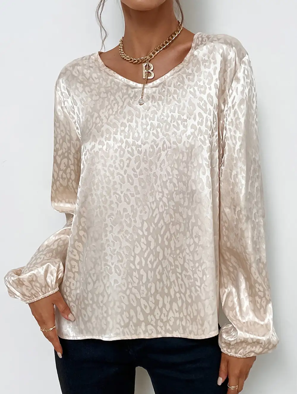 Leopard Print V Neck Top