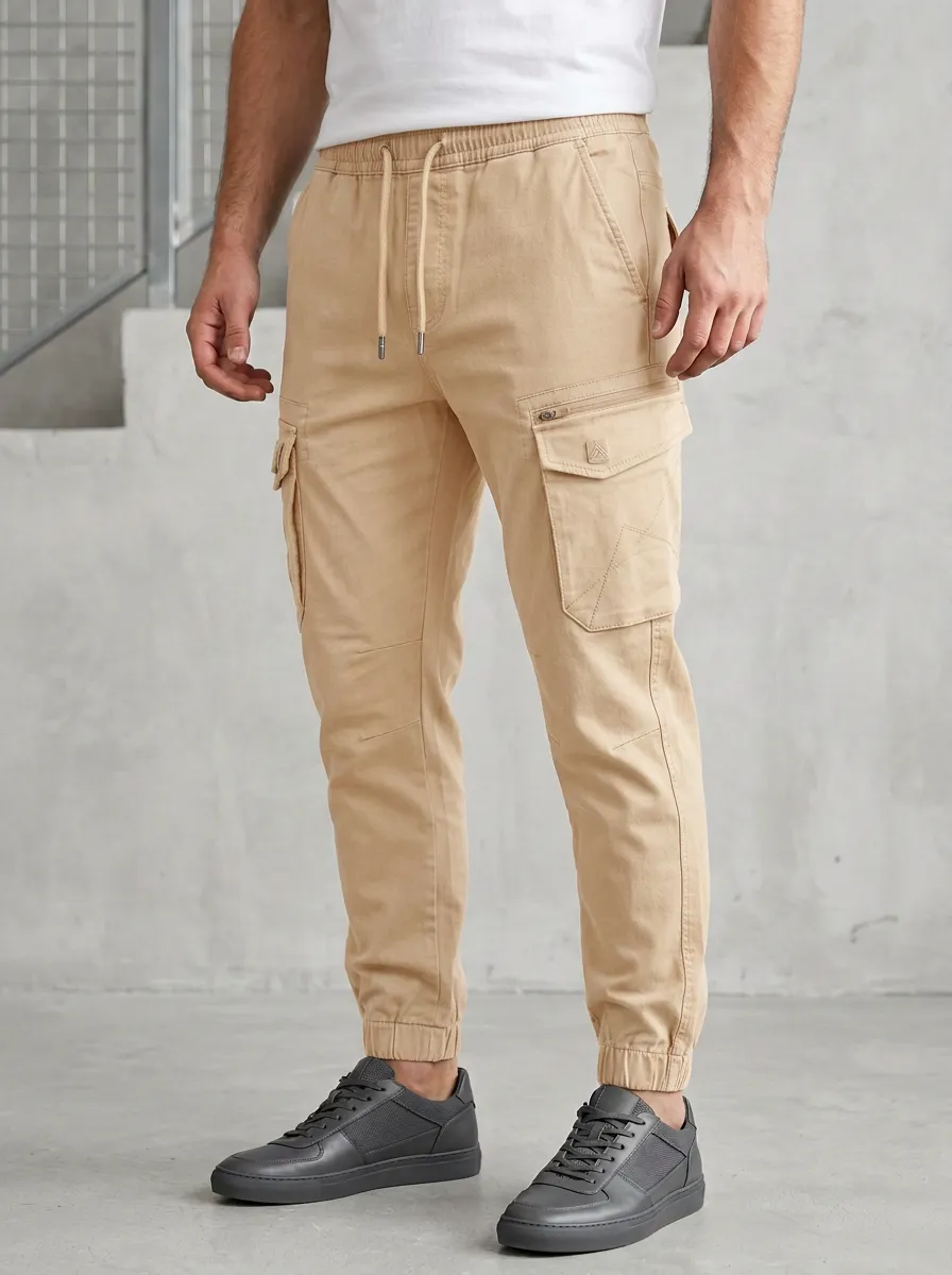 Streetwear Multi Pocket Graphic Print Shape Men's Cargo Jogger Pants