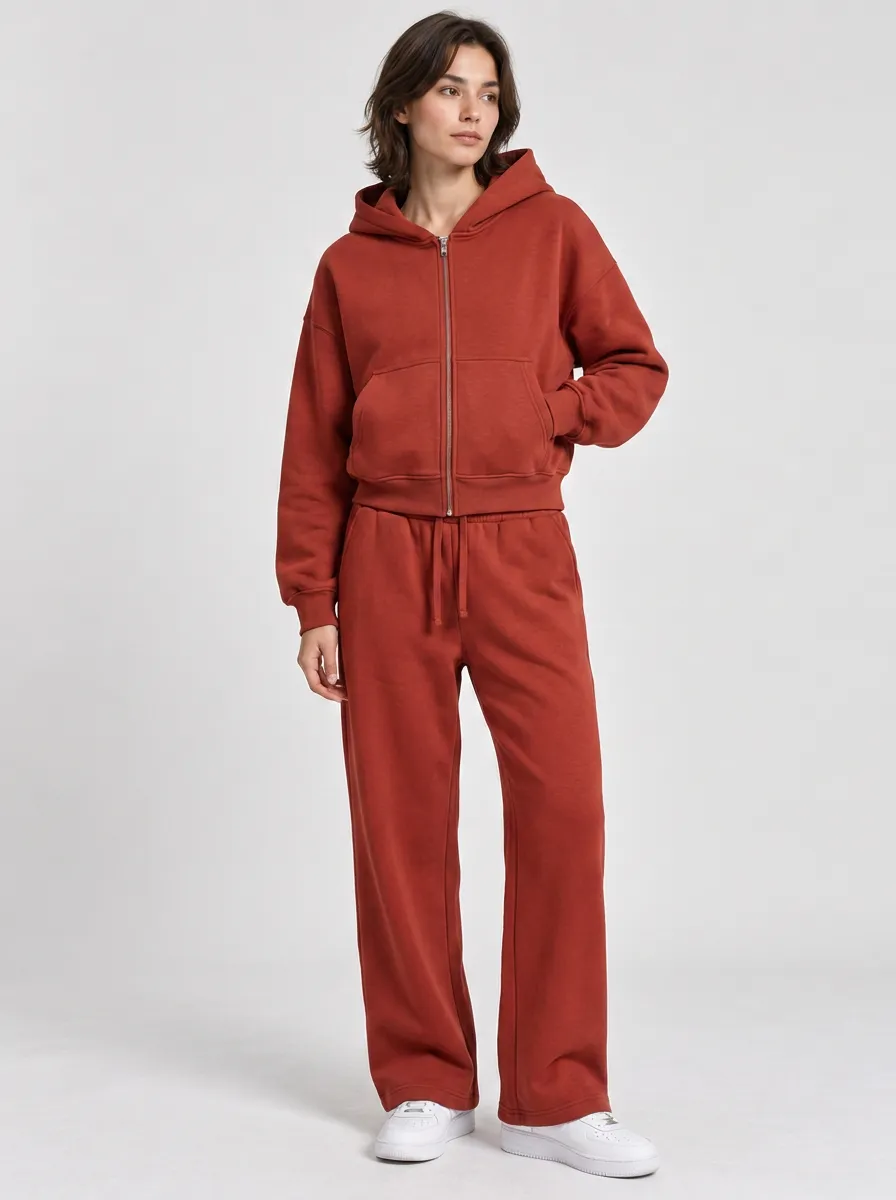 Unisex Casual Travel Ready Hooded Zip Tracksuit Set