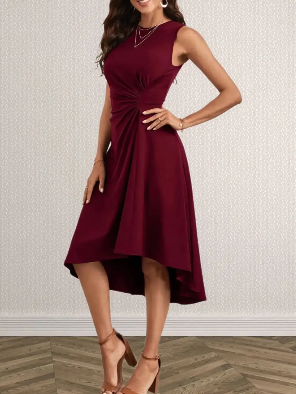 Round Neck A-Line Dress