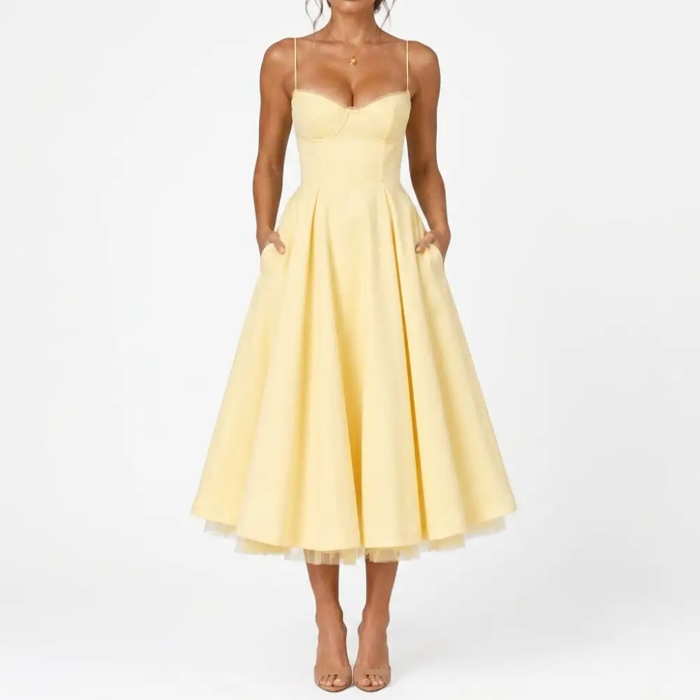 Corset Satin Midi Dress