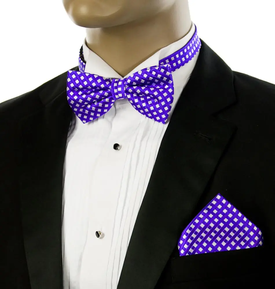 Ceremonial Checkered Silk Bow Tie Set