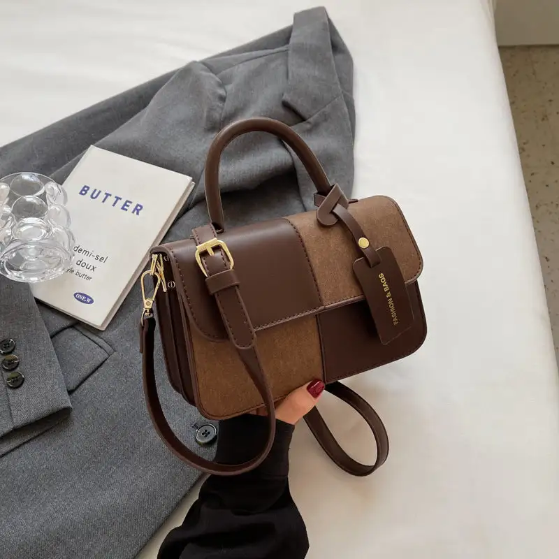 Square Compact Textured Flap Crossbody Bag