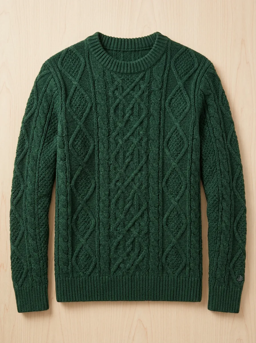 Men’s Ribbed Cable-Knit Crewneck Daily Sweater