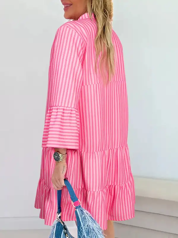 Striped Tiered Flared Mini Dress